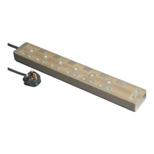 13A 四位獨立開關安全插座 連兩位USB-C充電插座  (連3米線), 古銅金